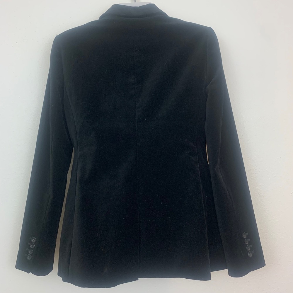 Ann Taylor Women's Sz 4 Black Velvet Single Button Blazer Jacket Office Career - Picture 2 of 8